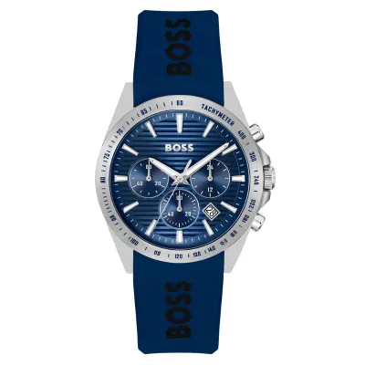 Hugo Boss Silicone Dark Blue Dial Chronograph Men's Watch